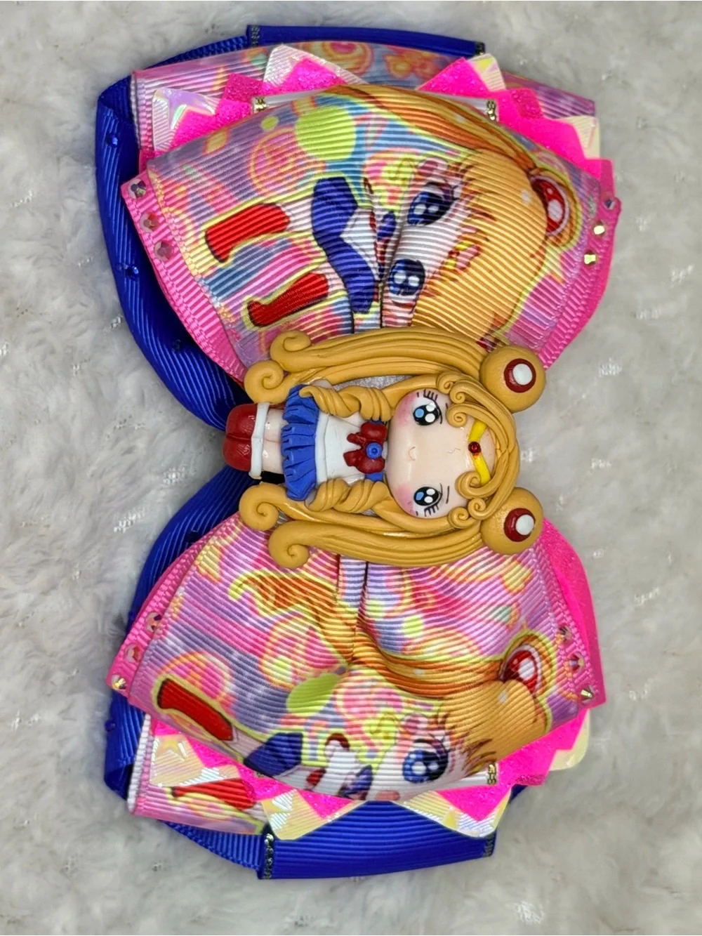 Sailormoon Character Hair Bow - Pink & Blue